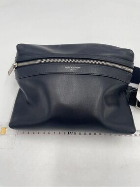 Saint Laurent Black Leather Belt Bag with Silver Hardware